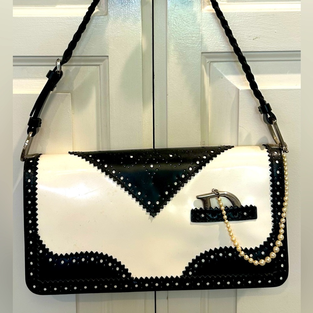 Christian Dior Black & White D'Trick Shoulder Bag